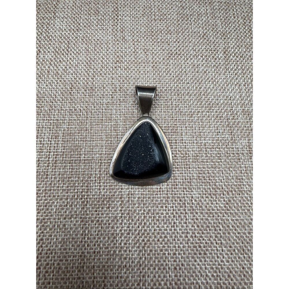 Sterling Silver Black Druzy Pendant DR China .925